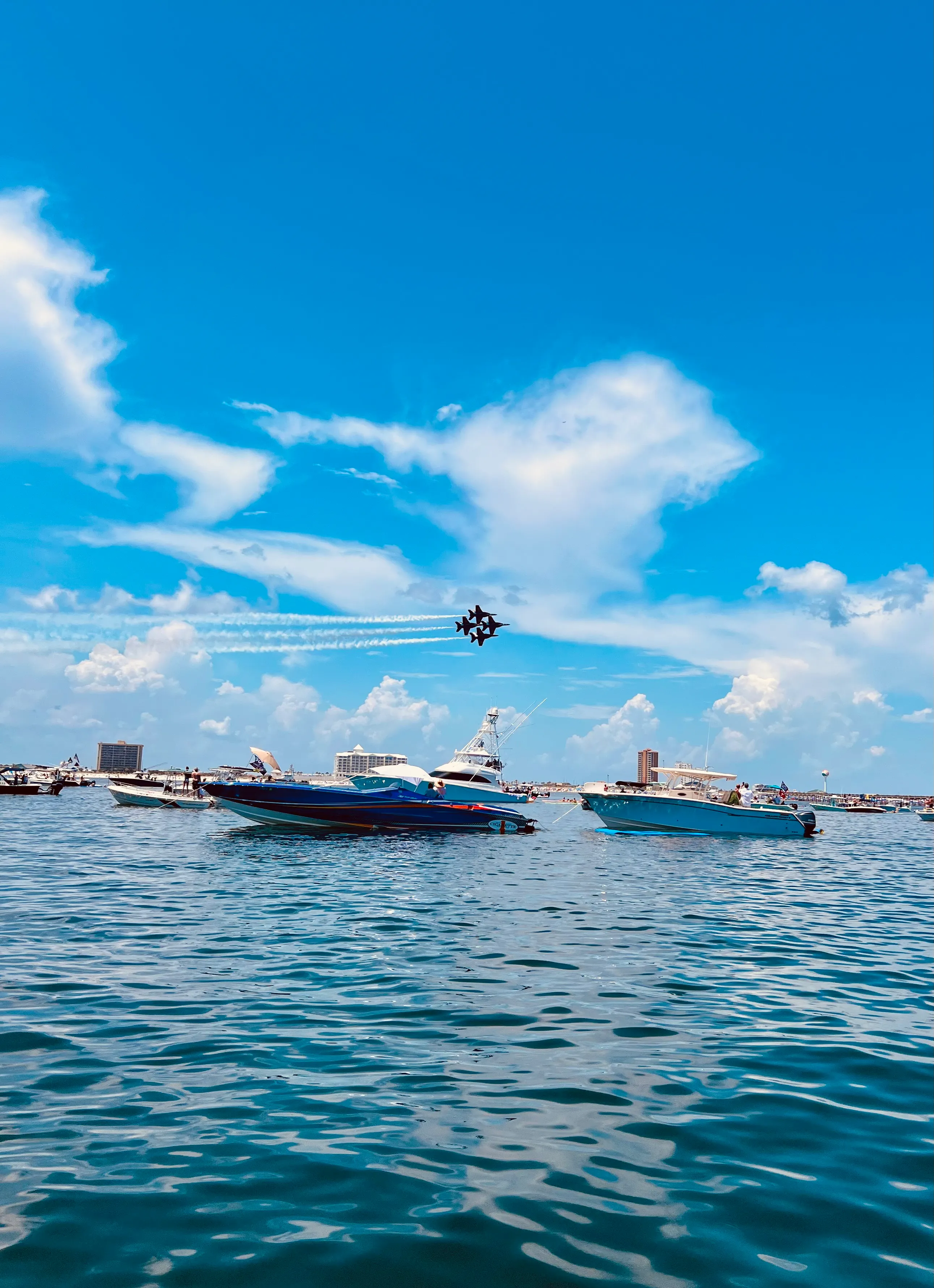 Blue Angels air show viewed from the water aboard Deep South Charters boat in Orange Beach Alabama