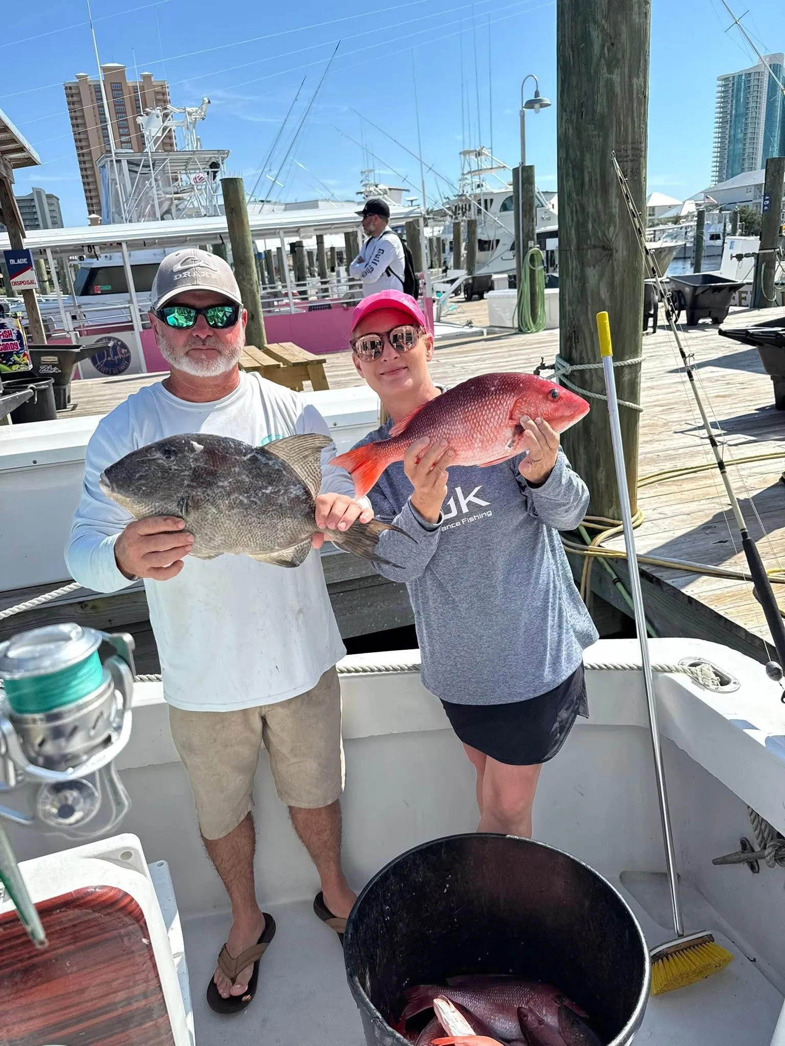 Anglers trolling near shore on Deep South Charters in Orange Beach Alabama